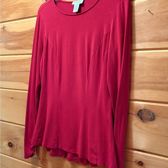 Carmen Marc Valvo Red Relaxed Blouse size M - Picture 2 of 7